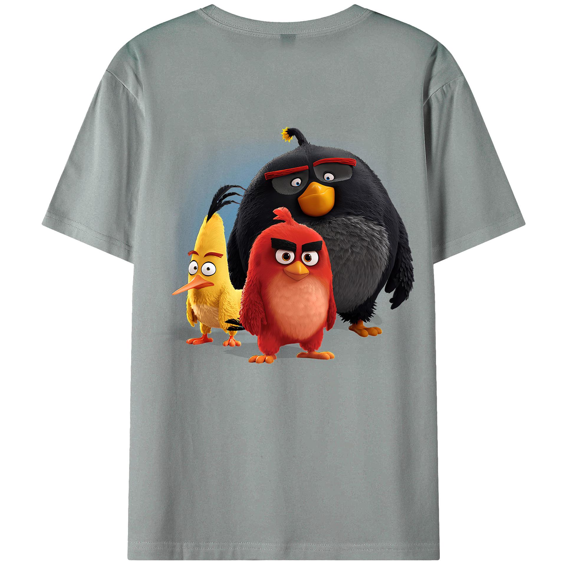 （画像用） Angry Birds アングリーバード 綿100％ メンズ半袖Tシャツ（バックプリント） 通気性